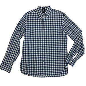 J Crew Men’s Shirt sz M Button Down Blue grey Check Cotton Casual Classic